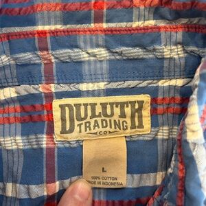 Men's Duluth Ripple Rouser Seersucker Short Sleeve Shirt Size‎ Large 60602